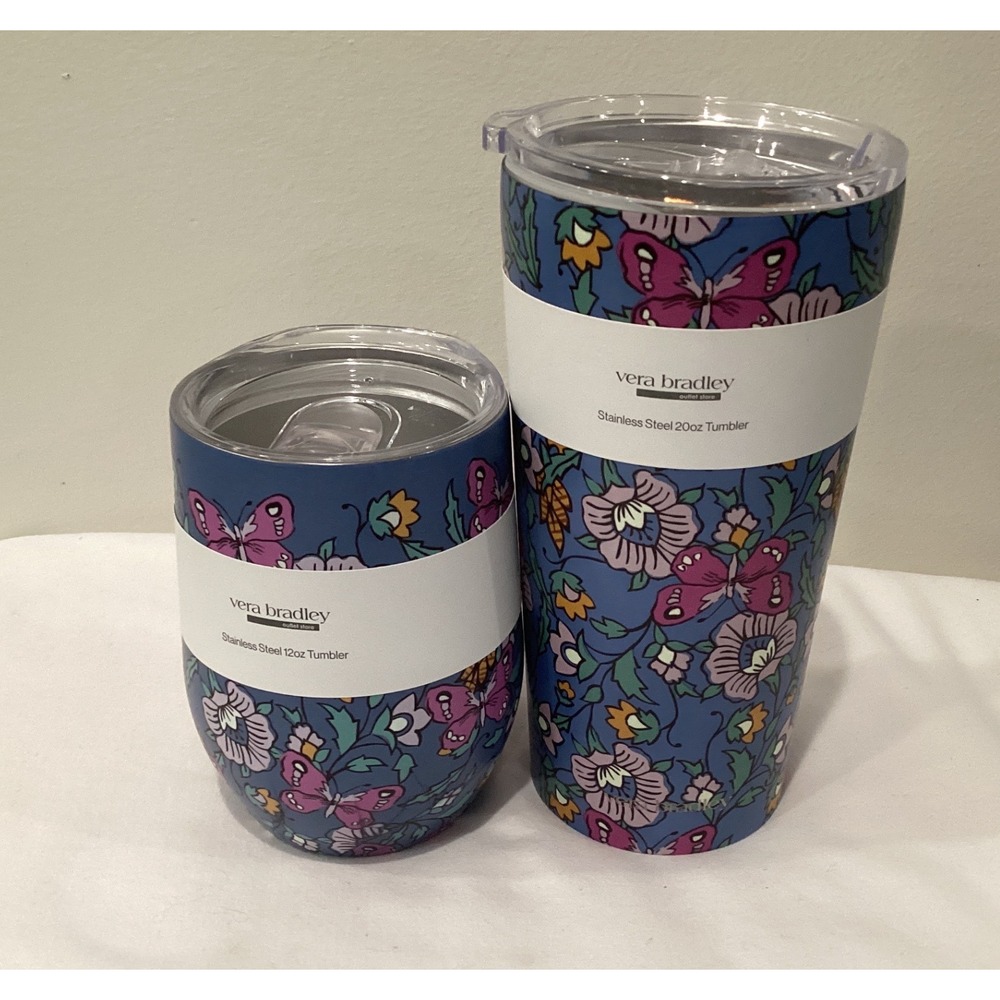 Vera Bradley Wild Prairie Stainless Steel Tumbler Set 12oz & 20oz NEW